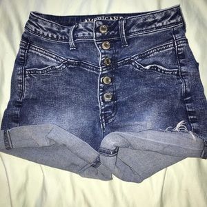 American eagle button up high waisted jean shorts